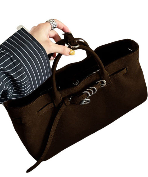 2026 New Coffee Suede Durable Tote Handbag