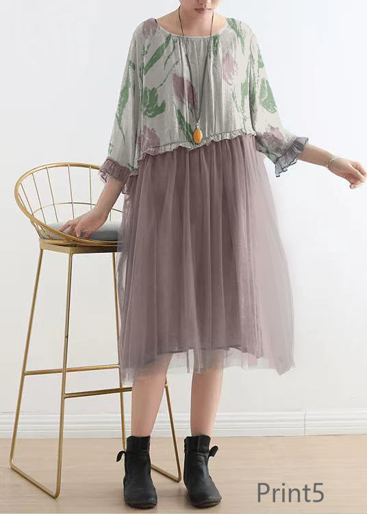 Light Print2 Tull Maxi dresses patchwork chiffon Summer Dresses