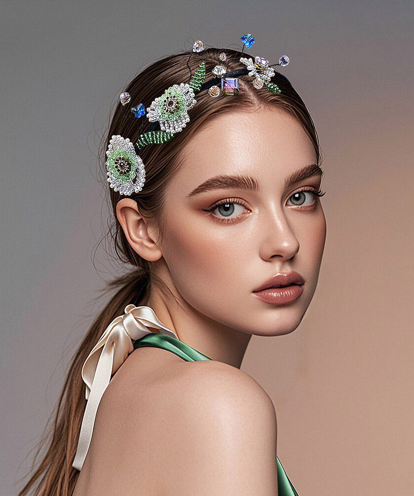 Art Multicolor Acrylic Crystal Pearl Floral HairPiece