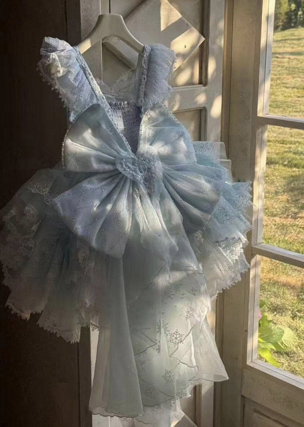 Boutique Blue Asymmetrical Patchwork Tulle Girls Vacation Maxi Dresses Summer