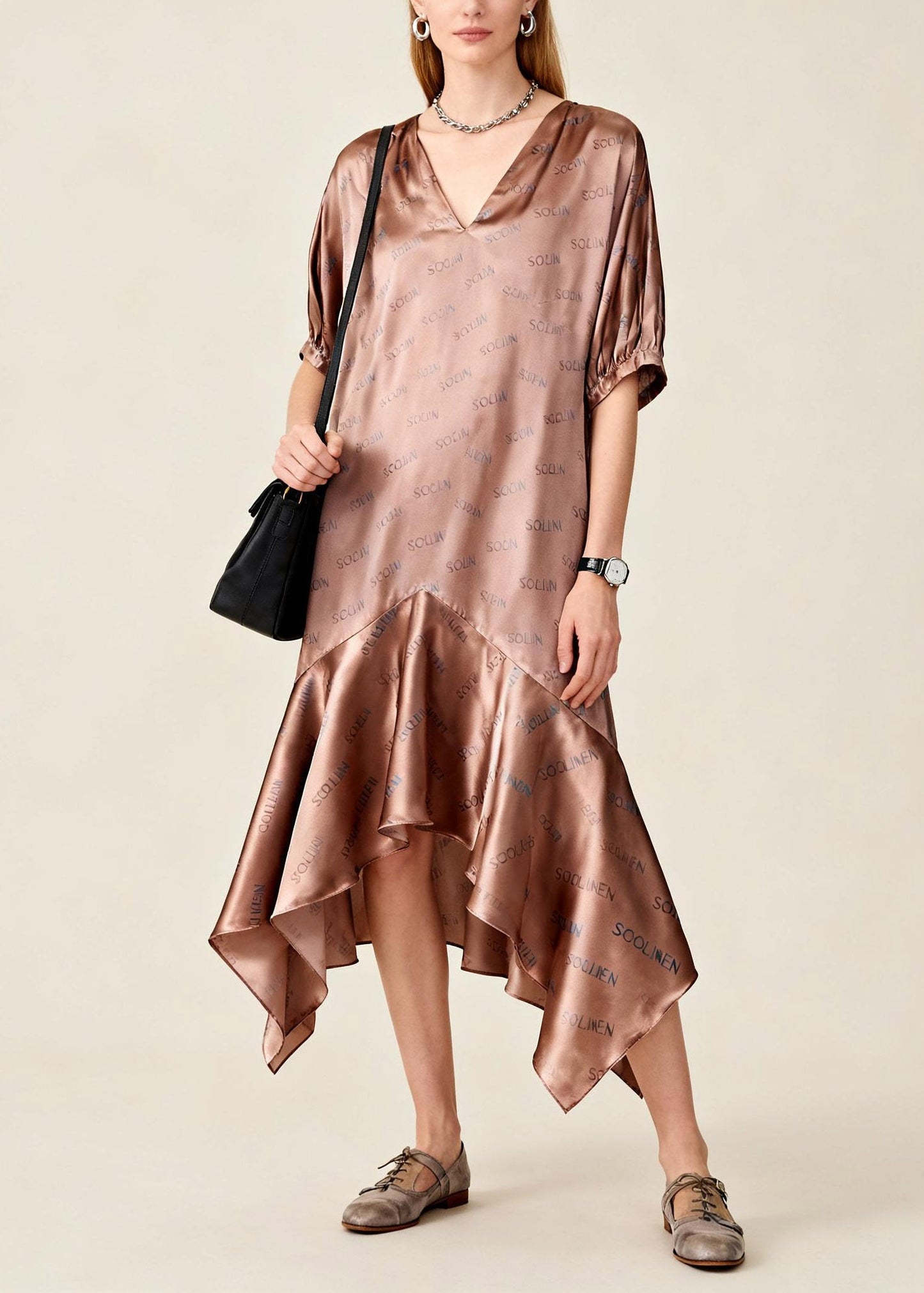Casual Asymmetrical Print Patchwork Maxi Dress Short Sleeve