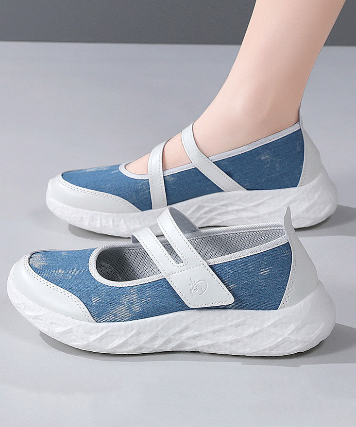 Casual Splicing Platform Flat Feet Shoes Blue Denim Breathable