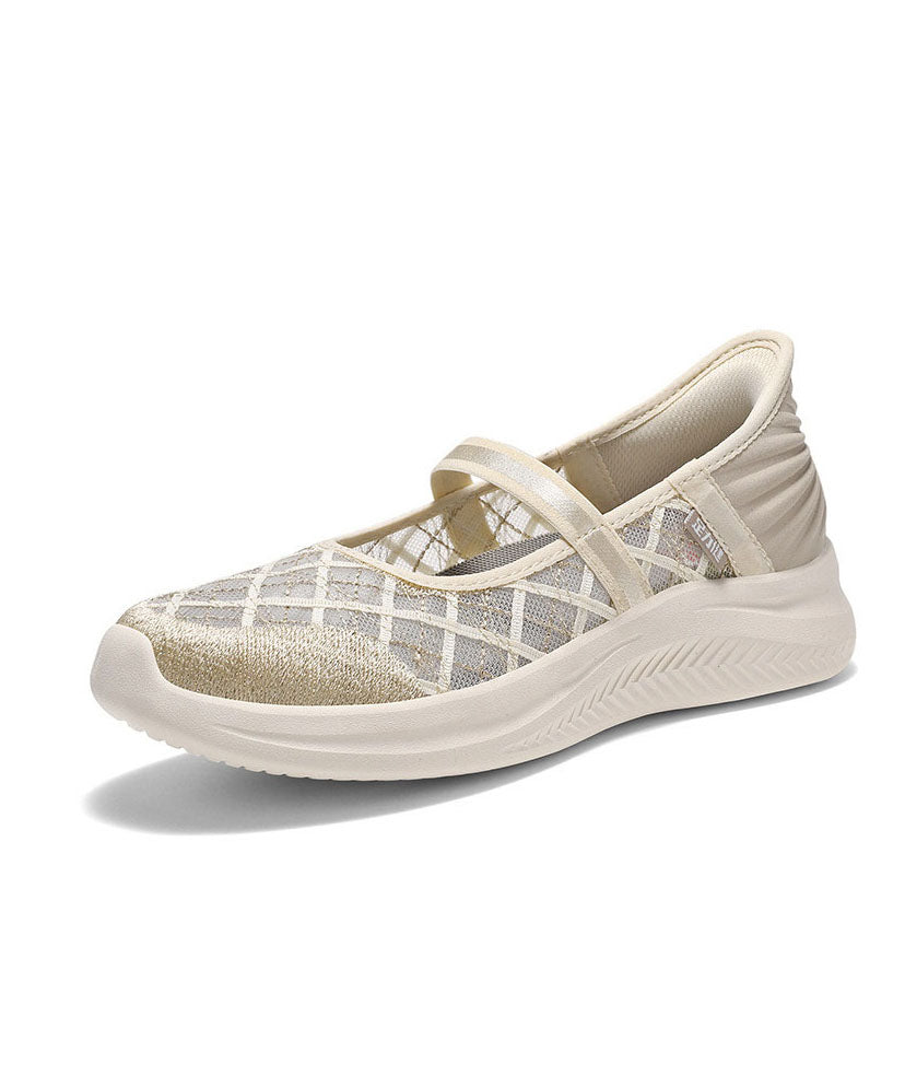 Champagne Breathable Mesh Casual Splicing Flat Shoes For Women