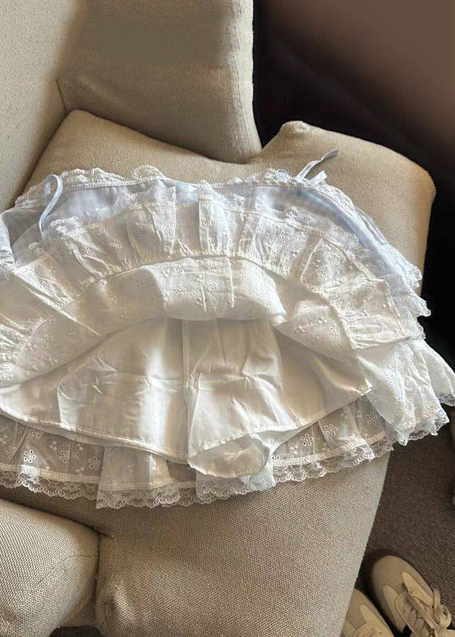 Chic Blue Plaid Lace Patchwork Tie Waist Girls Skirts Summer