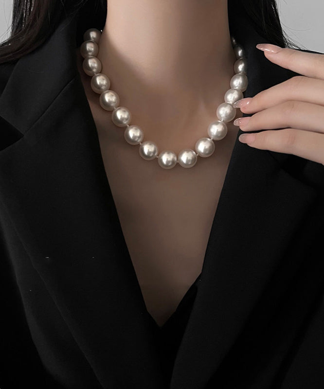 Chic Grey Pearl Original Design Collar Necklace