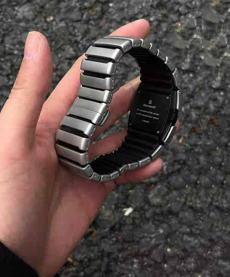 Chic Silk Stainless Steel Square Electronic Men Watches