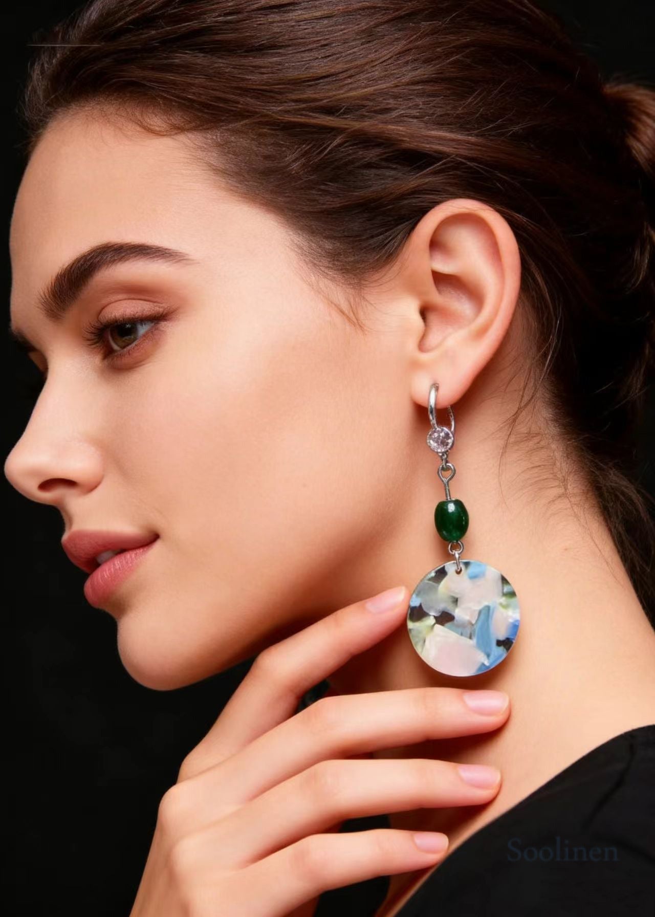 Fine Blue Rotundity Acrylic National Style Drop Earrings