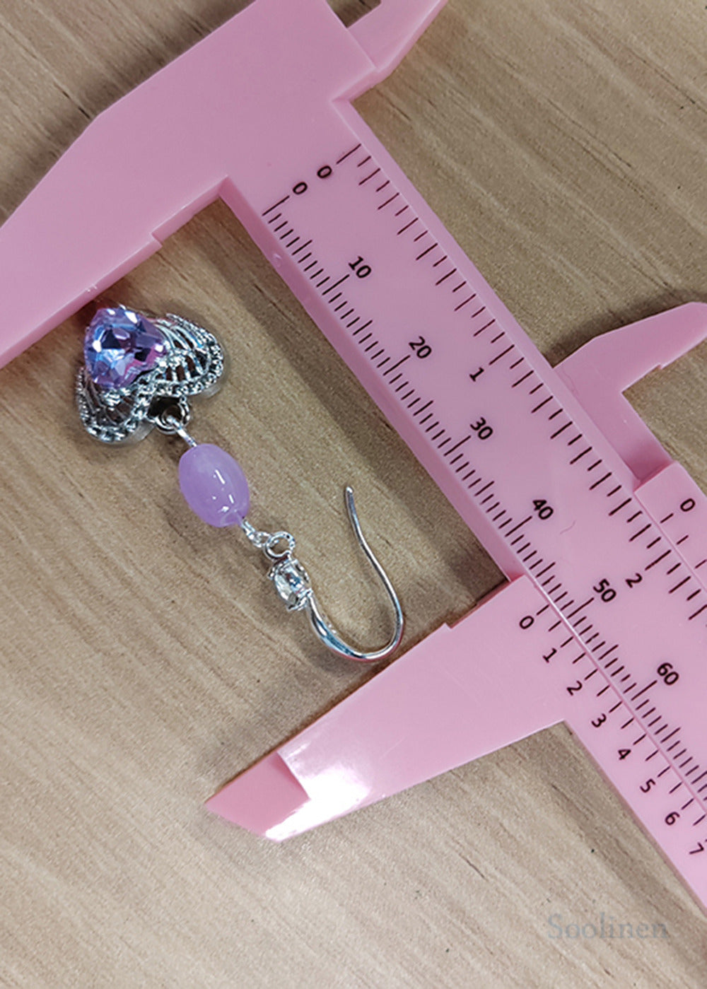 Fine Purple Heart-shaped Gem Stone Drop Earrings