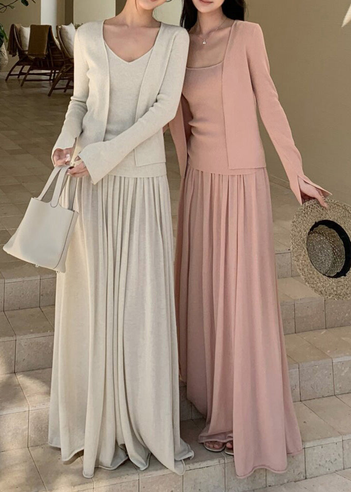 Italian Green Woolen Knit Three Piece Set Women Clothing Spring