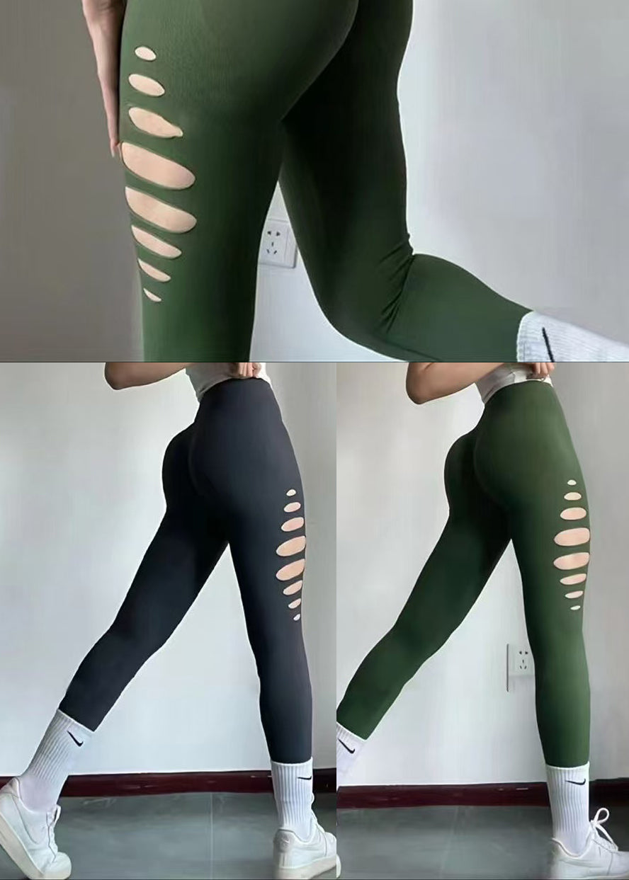 Natural Black Butt Scrunch Ripped Capri Gym Shark Leggings