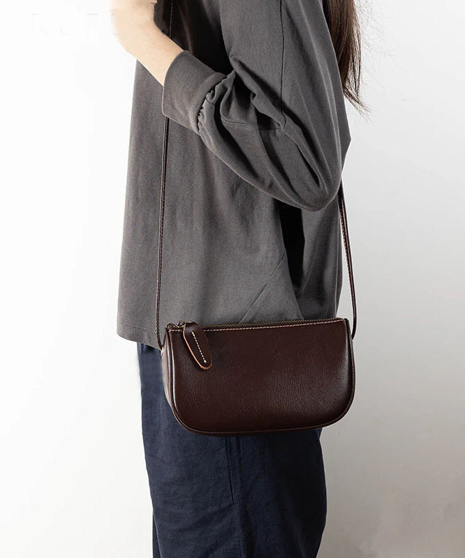 New Casual Coffee Versatile Calf Leather Crossbody Bag