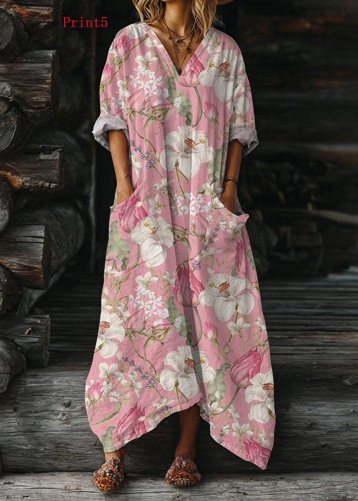 Orange Plus Size Color Block ockets Cotton Maxi Dress
