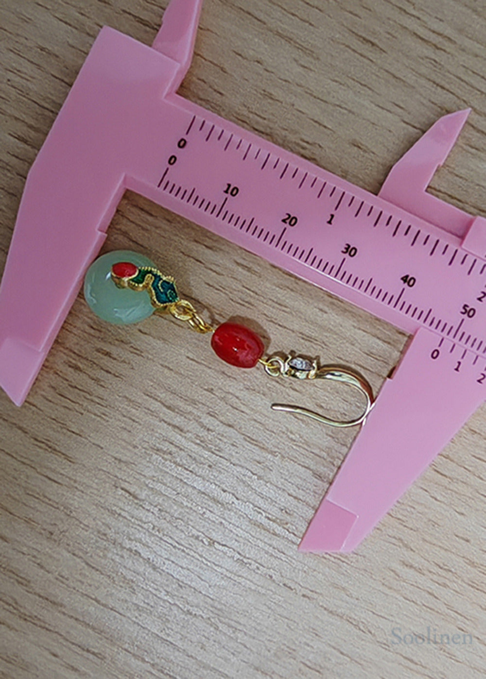 Retro Coral Bead Catenation Zircon Fine Jade Drop Earrings