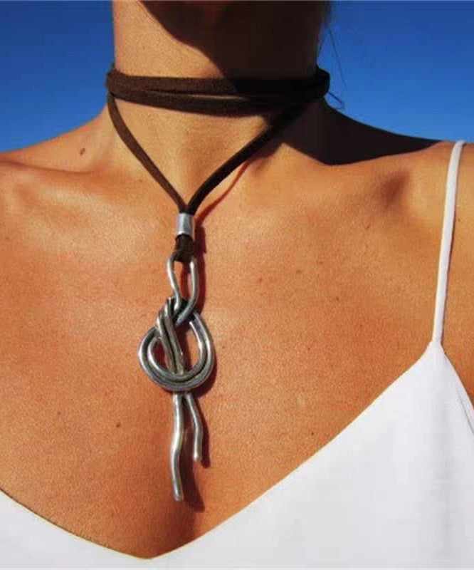 Retro Personality Alloy Leather Pendant Bohemian Necklace