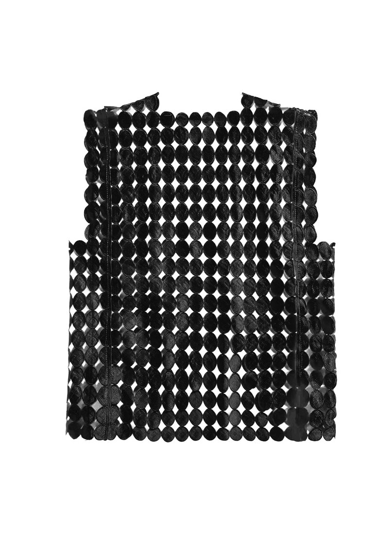 Streetwear Black Hollow Out Asymmetrical Vest Summer