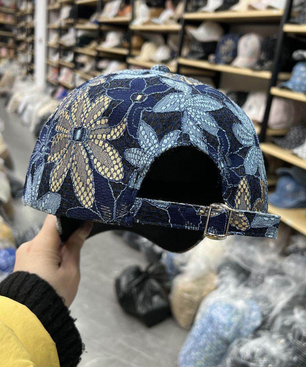 Stylish Blue Lace Butterfly Print Baseball Cap Hat