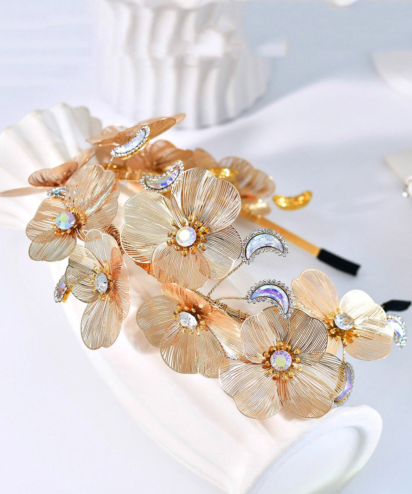 Vogue Gold Alloy Floral Zircon HairPiece