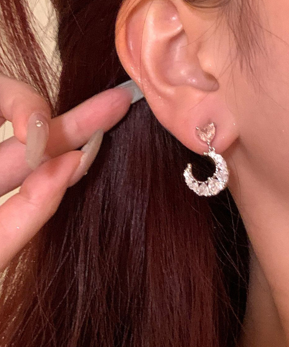 Vogue Multicolor Copper Overgild Zircon Moon Star Love Drop Earrings