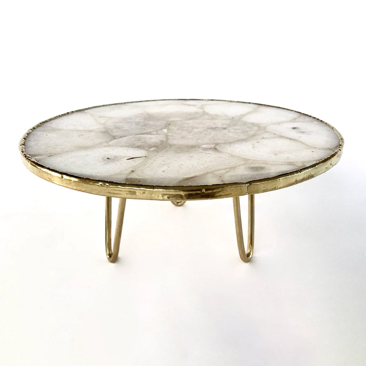 White Crystal Agate Cake Stand/Centerpiece/Display Stand/Tray 10" Round-0