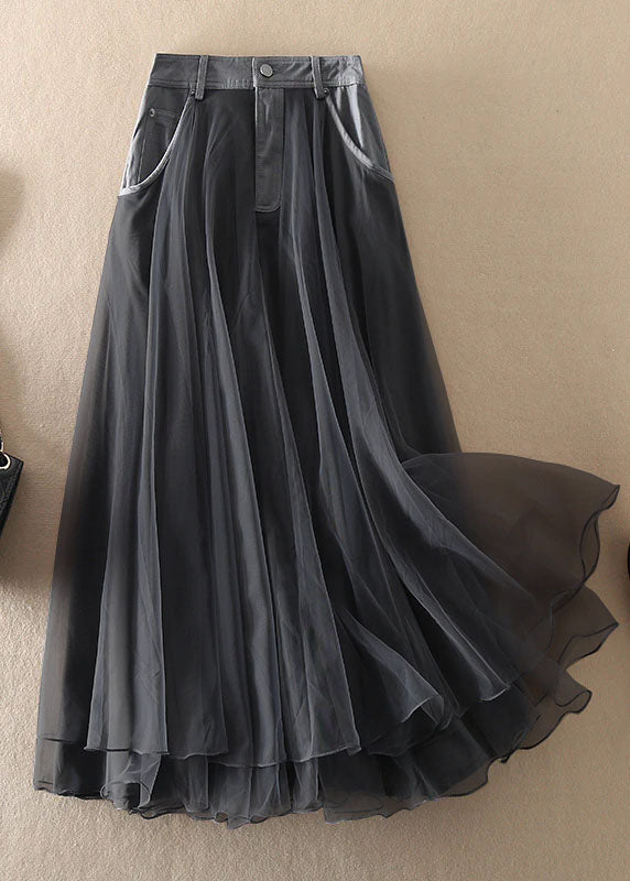 Natural Print1 high waist Patchwork Tulle Skirts Spring