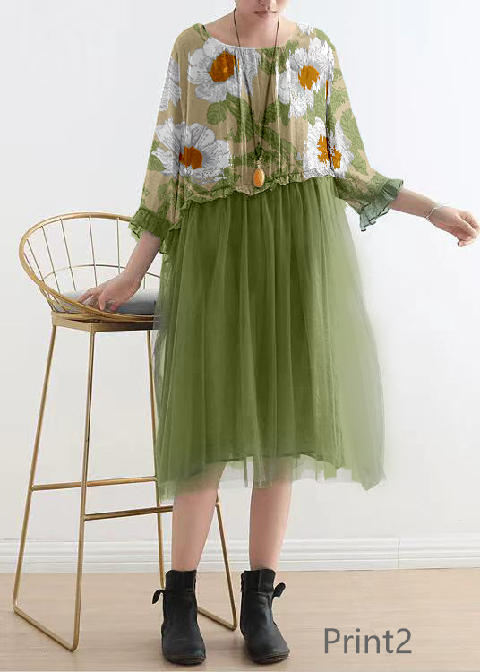 Light Print1 Tull Maxi dresses patchwork chiffon Summer Dresses