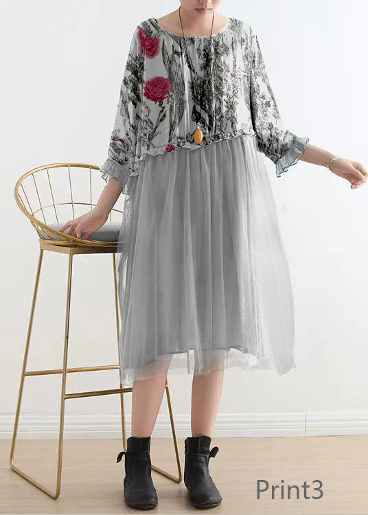 Light Print3 Tull Maxi dresses patchwork chiffon Summer Dresses