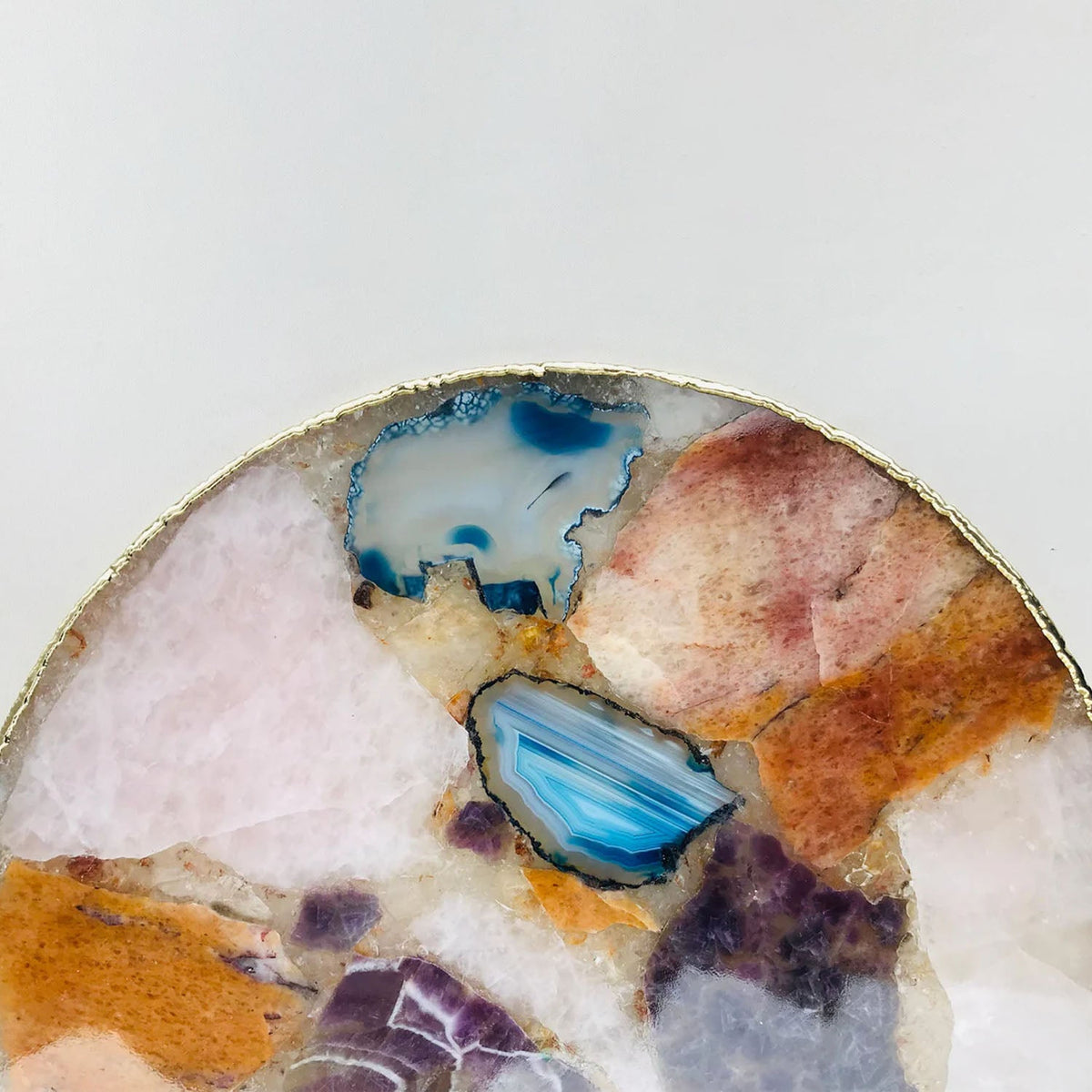 Large Multicolored 12" Diameter Agate Platter/Tray-2