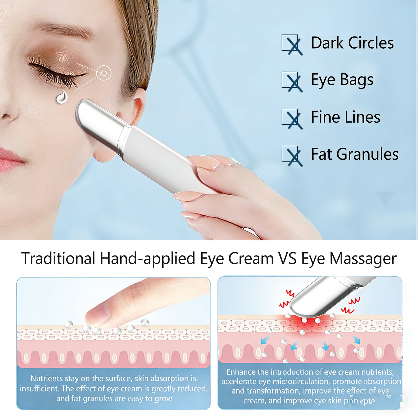Electric beauty instrument for eye care massage, beauty eye instrument introduction stick, facial essence introduction and beauty device