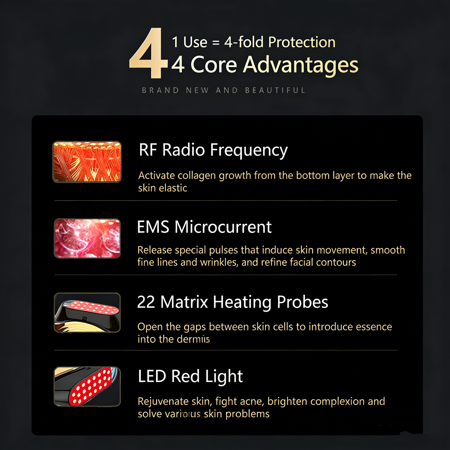 Multi-frequency 22-pole collagen gun