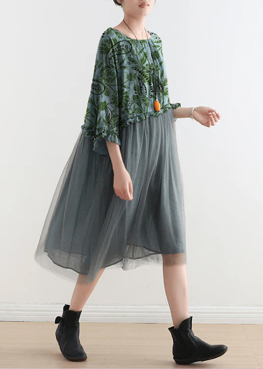 Light Print4 Tull Maxi dresses patchwork chiffon Summer Dresses