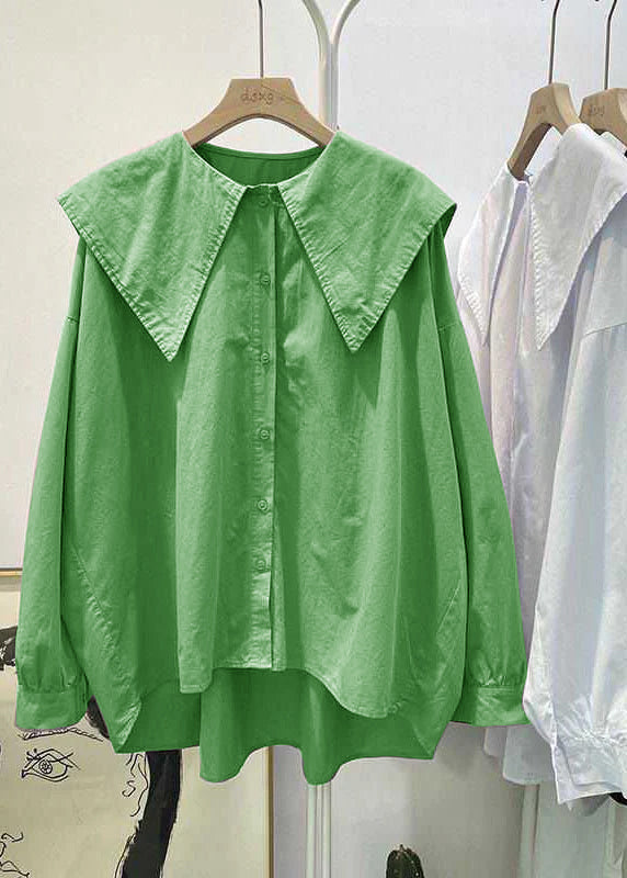 Bohemian Print1 Peter Pan Collar Button asymmetrical design Fall Long sleeve Top