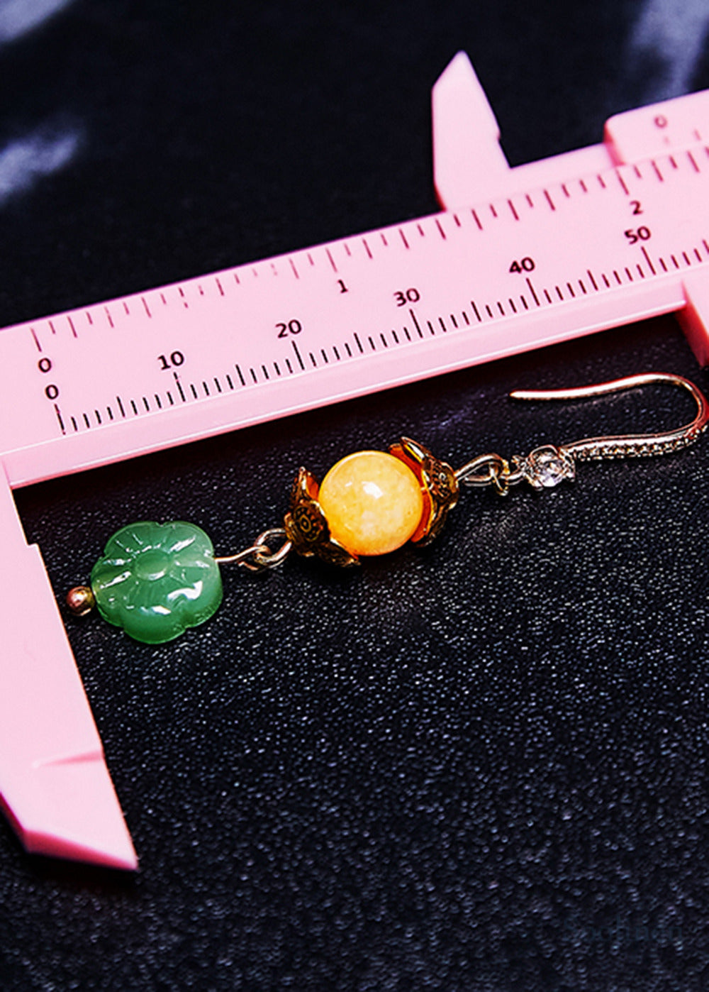 Art Green Lotus Flower Jade Connect Beeswax Drop Earrings