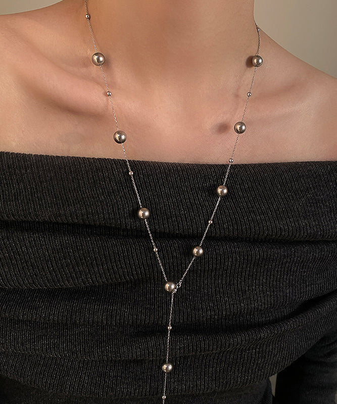 Art White Pearl Layering Adjustable Alloy Long Necklace