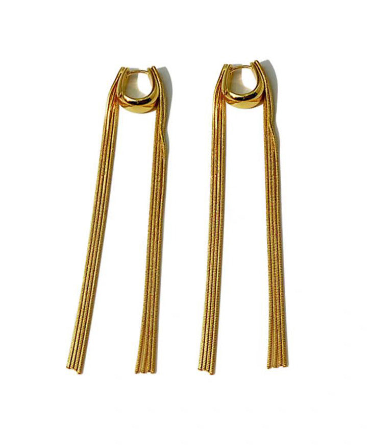 Beautiful Golden Tassel Metal Stud Earrings