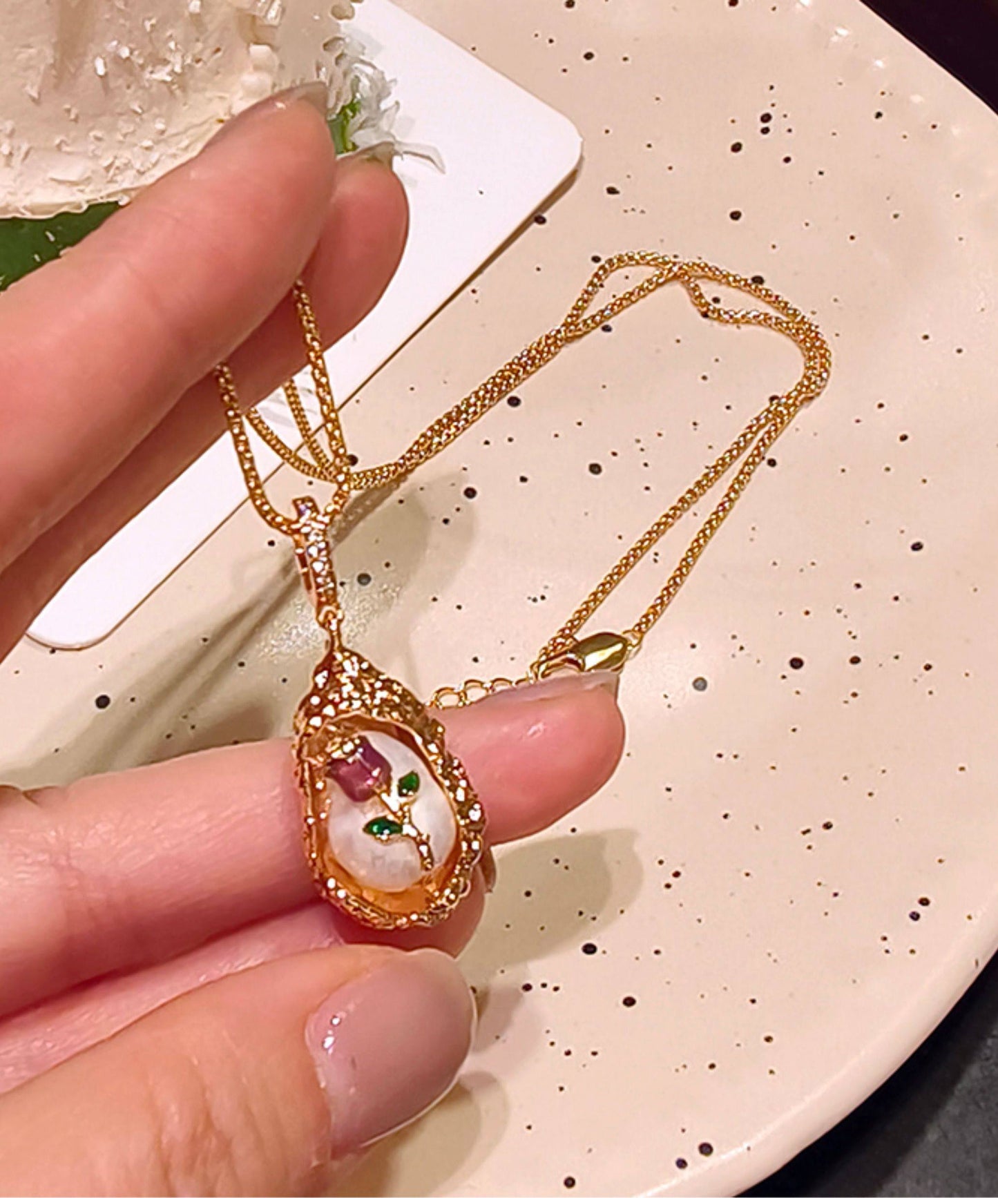 Beautiful Golden Tulip Metal Monet's Garden Pendant Necklace
