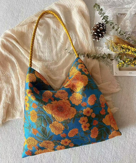 Beautiful Peacock Green Embroidered Daisy Cotton Shoulder Bags