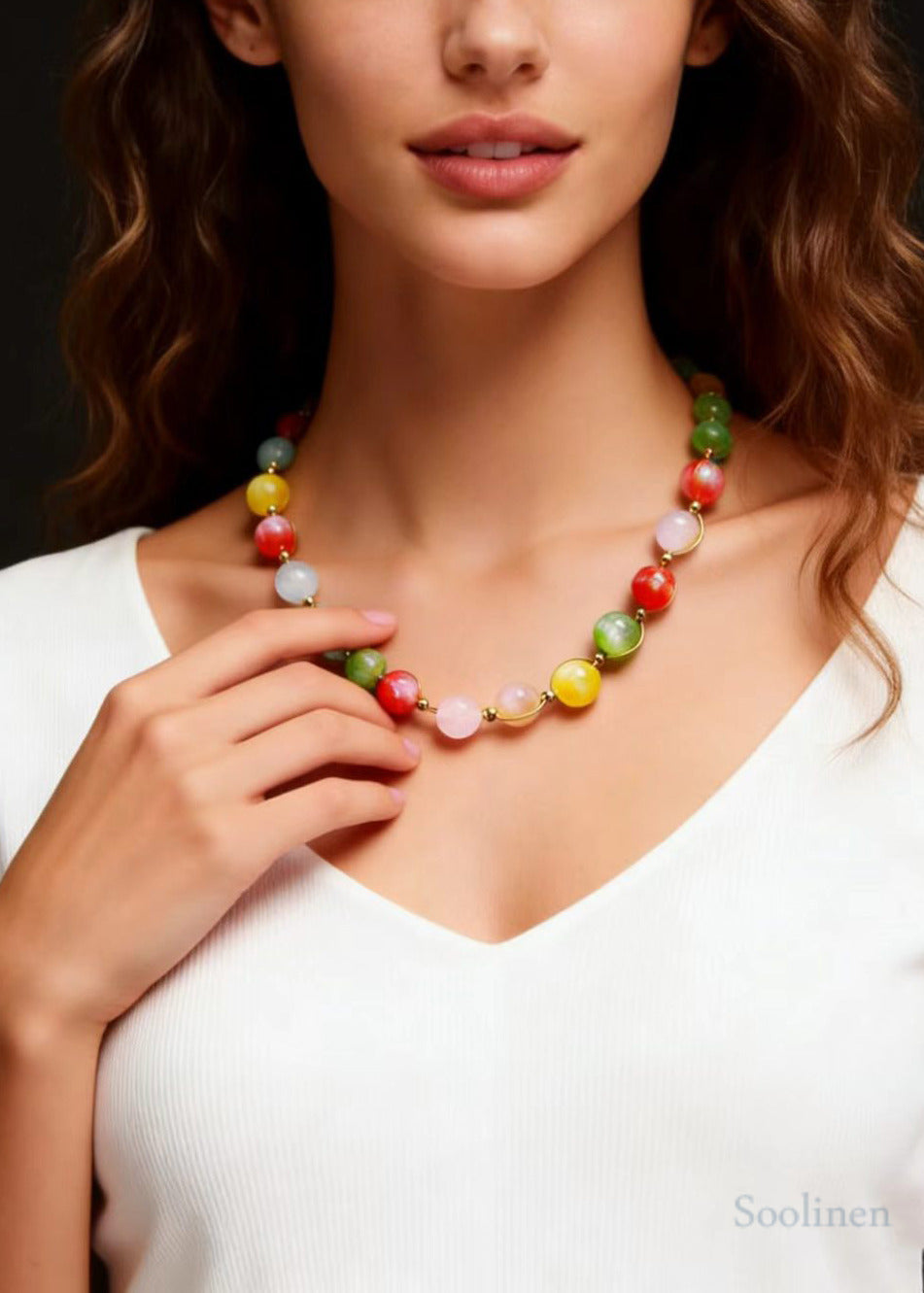 Beautiful Rainbow Crystal Princess Necklace