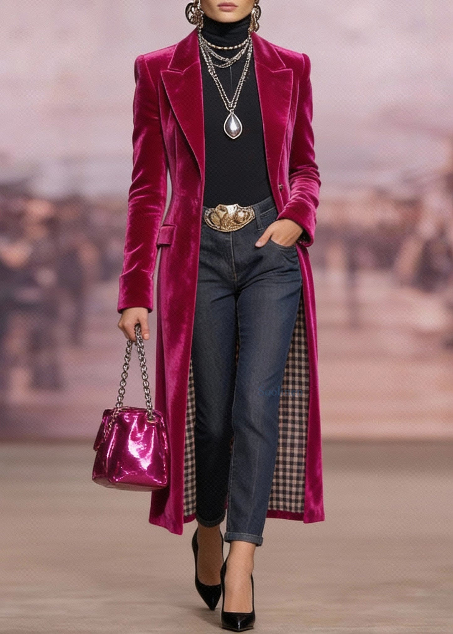 Beautiful Rose Peter Pan Collar Pockets Velvet Coats Spring