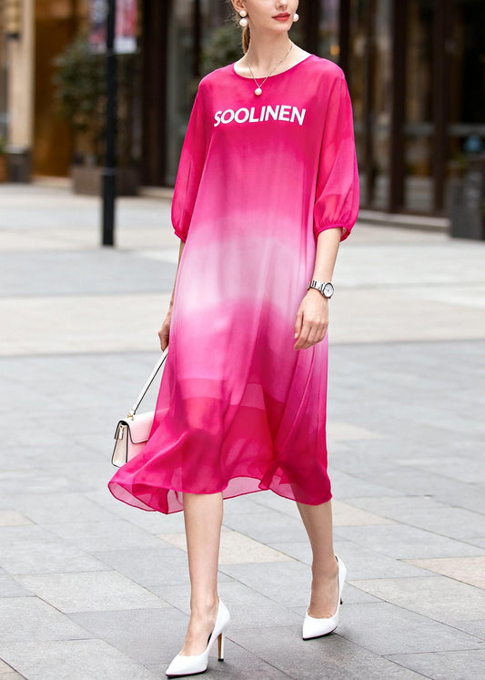 Beautiful Rose Tie Dye Chiffon Tea Dresses Summer