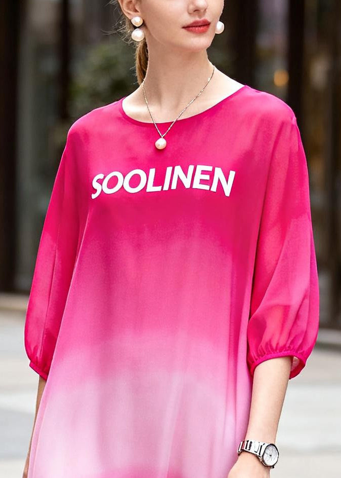 Beautiful Rose Tie Dye Chiffon Tea Dresses Summer