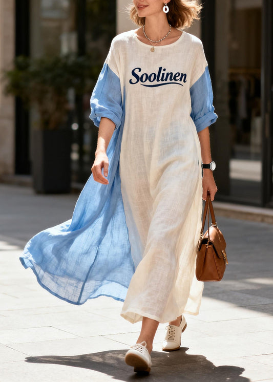 Beautiful White Oversized Patchwork Cotton Maxi Dresses Summer