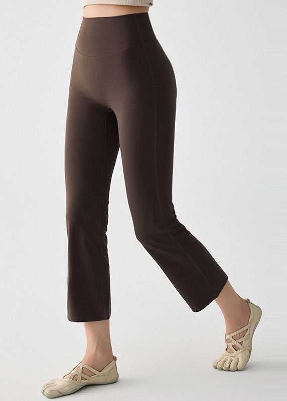 Best Brown Tummy Control Capri Leggings Athletic Leggings