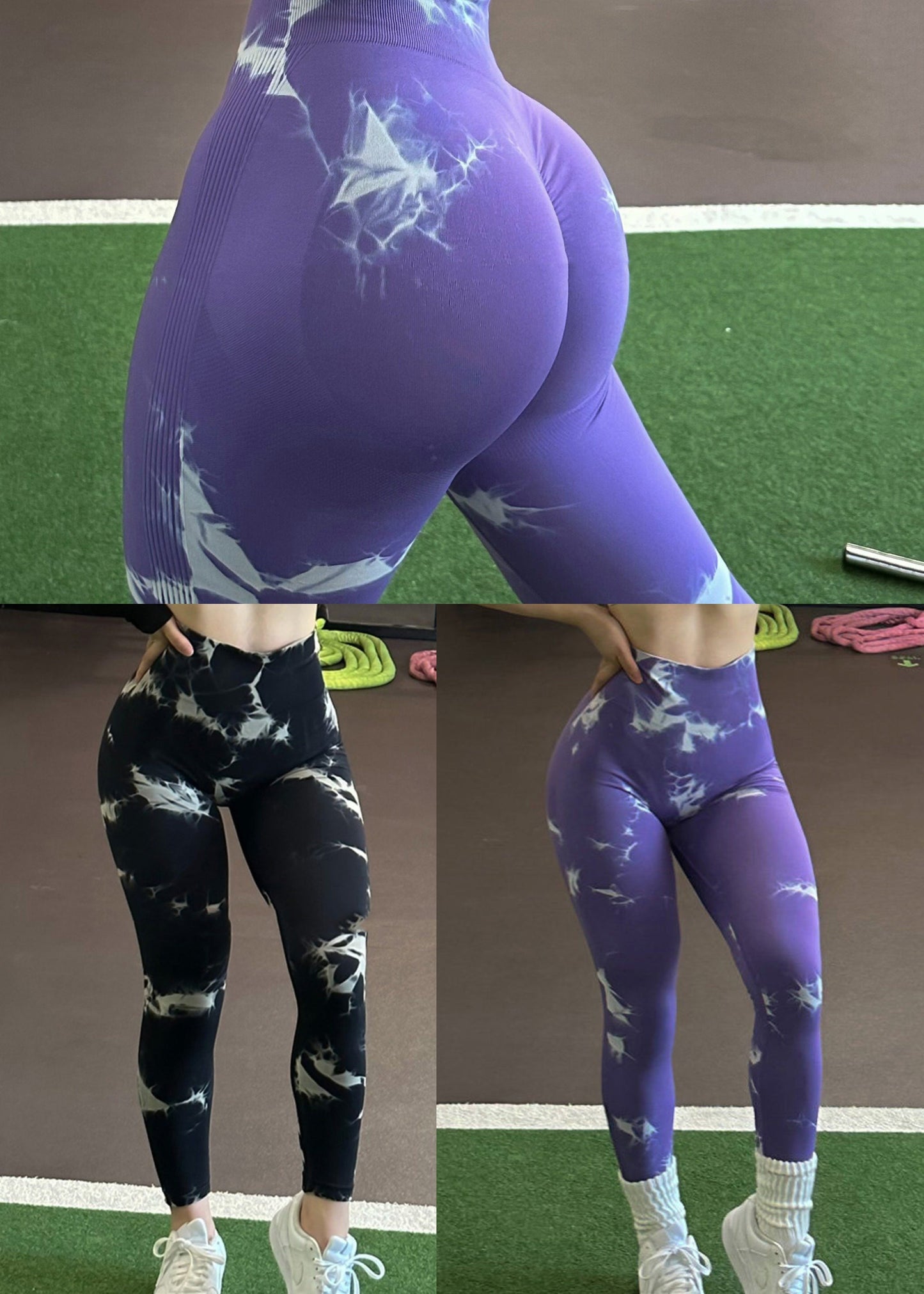 Best Purple Print Tummy Control Capri Running Leggings