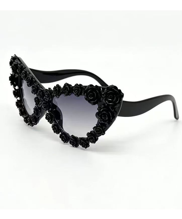 Black Rose Cat Eye Vacation Summer Beach Sunglasses