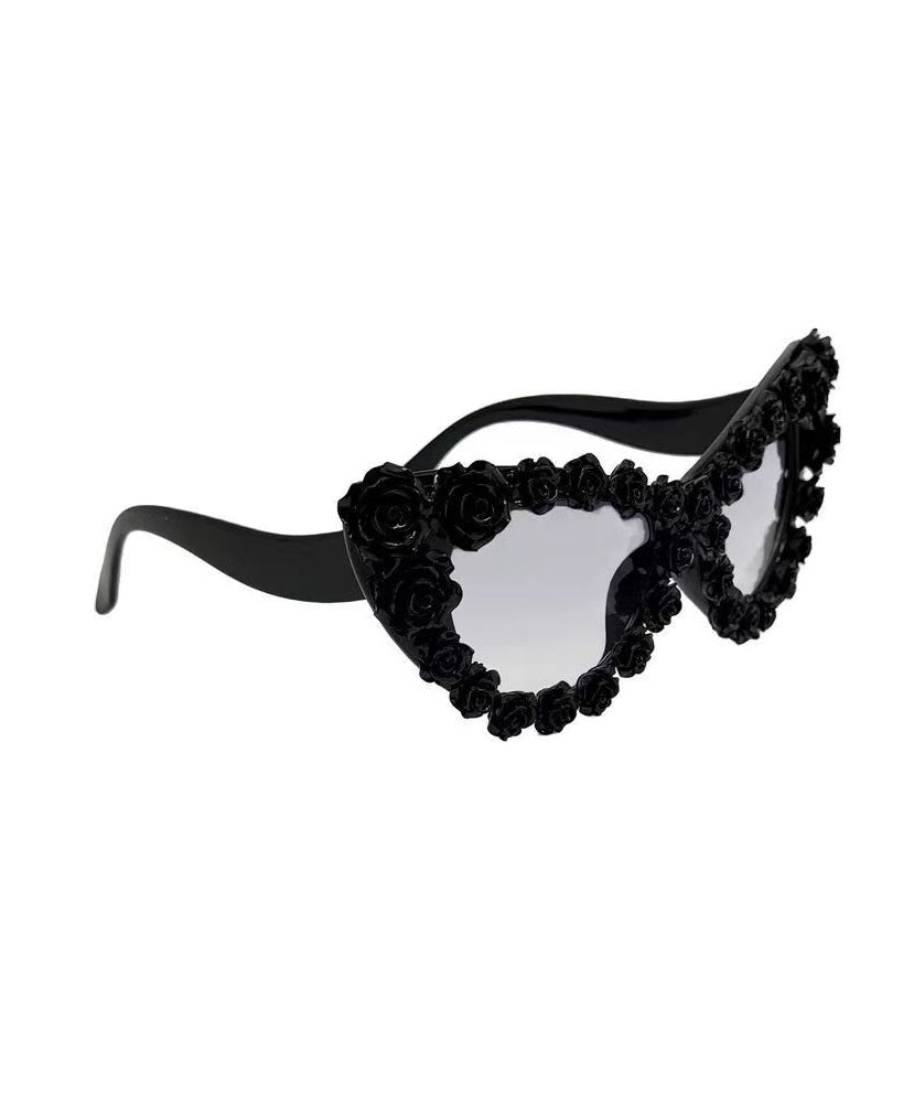Black Rose Cat Eye Vacation Summer Beach Sunglasses
