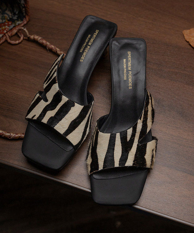 Black Stiletto Genuine Leather DIY Flip Flops