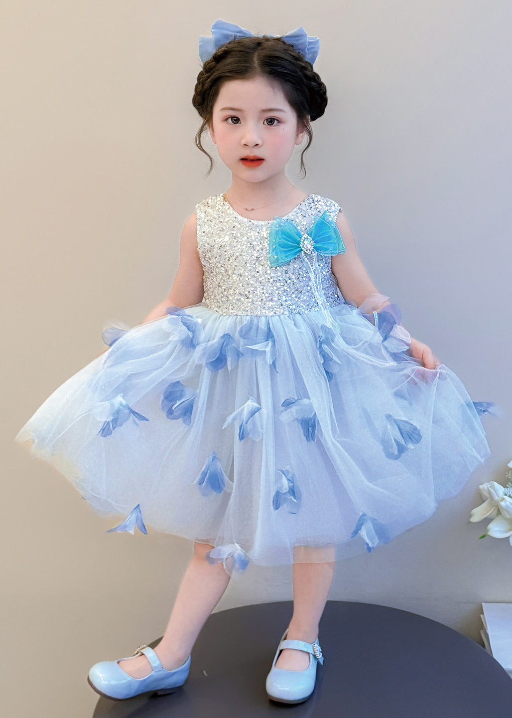 Blue Butterfly Tulle Baby Girls Dress Sequins Summer