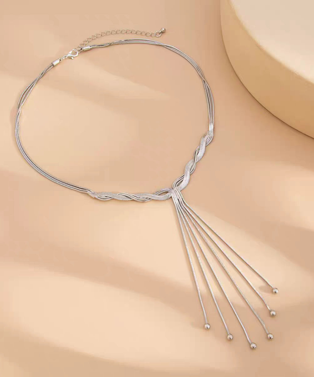 Bohemian Gold Stainless Steel Alloy Snake Bone Lariat Necklace