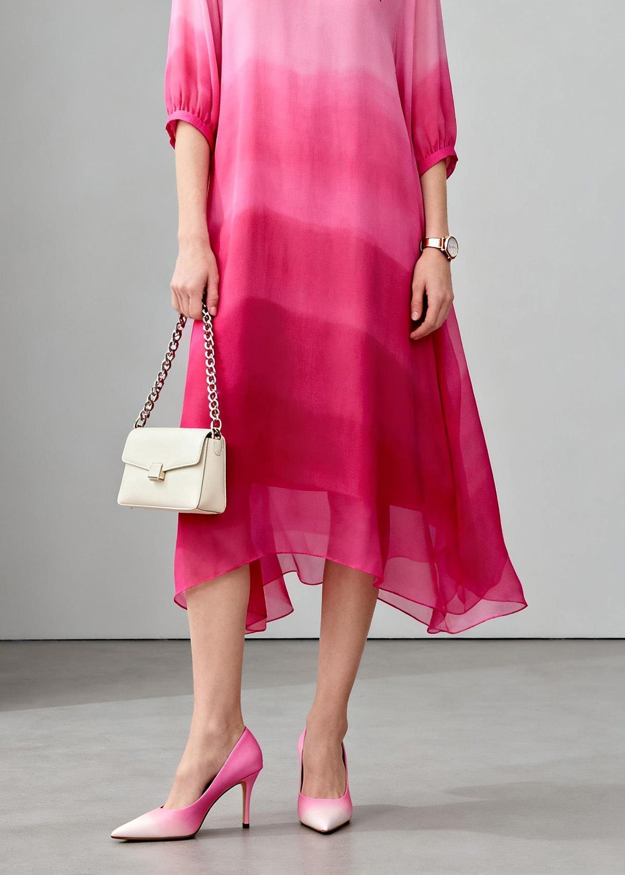 Bohemian Gradient Color O Neck Print Chiffon Maxi Dress Summer