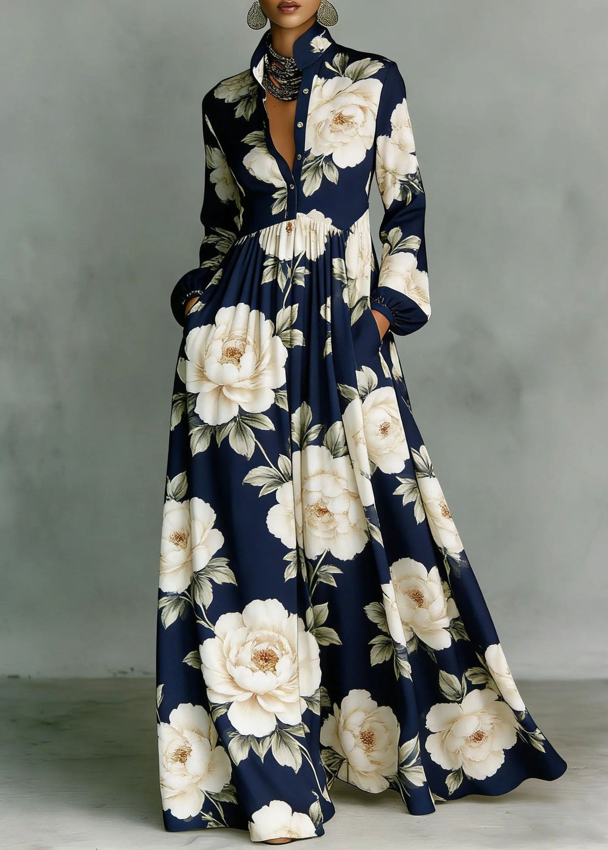 2026 Art Color Block Long Maxi Dress